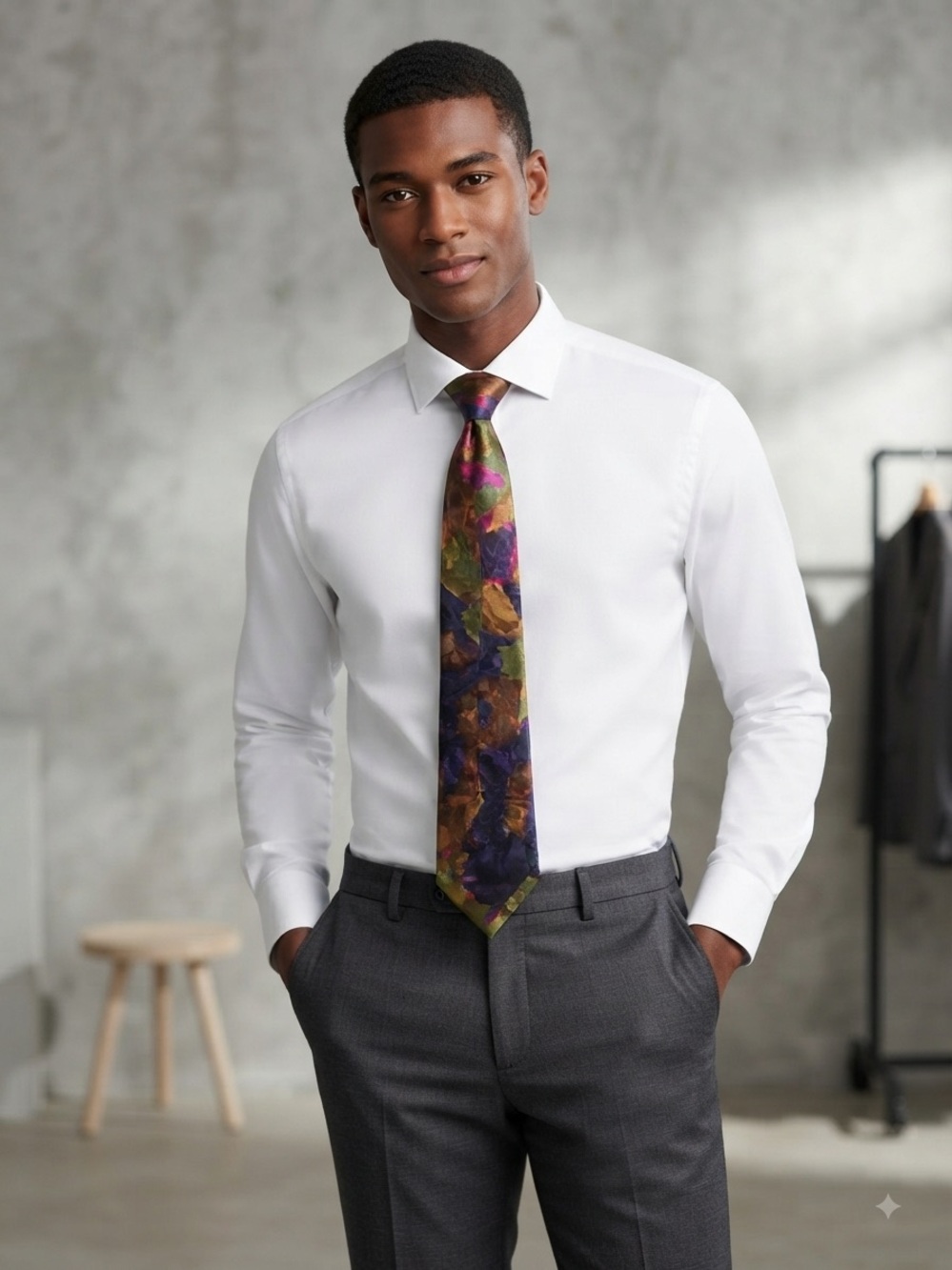 Men's Multicolor Abstract Silk Tie - Contemporary Formal Accessory